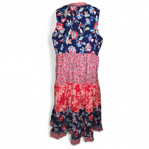 Woman Within Blue/Pink Floral Tired Boho Sleveless Maxi Dress, Women Size 26 - Picture 6 of 10